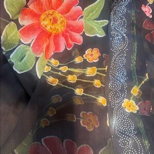 Floral Sheer Black saree